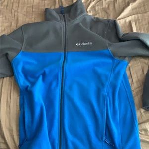 This is a blue and grey Columbia fleece